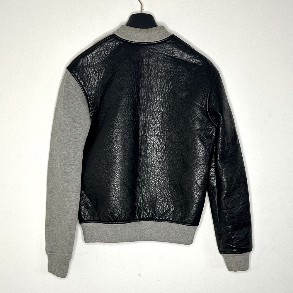 ALEXANDER WANG Leather & Neoprene Half Half Varsity Jacket Black and Grey - Picture 7 of 13